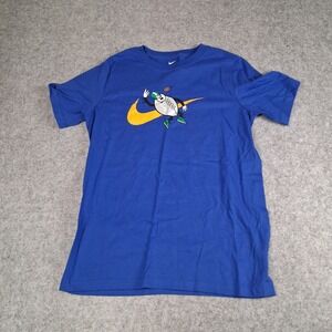 Nike T-Shirt Boys Large Blue Football Graphic Swoosh Short Sleeve Tee